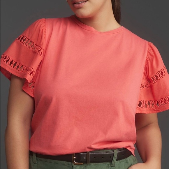 Flutter-Sleeve Cutwork Top - Picture 4 of 4